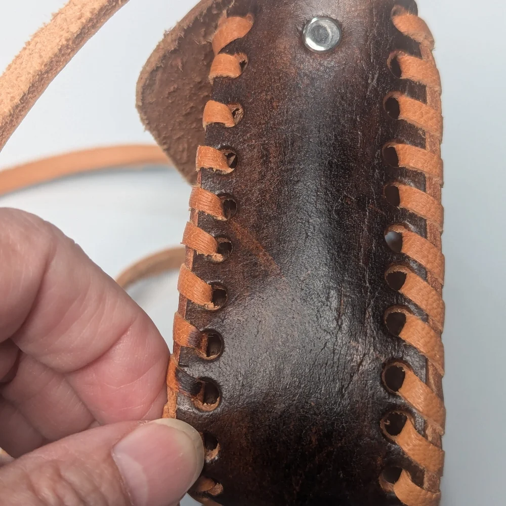 Vintage Leather Hand Tooled/Painted Small Mexican Embossed Floral Should…